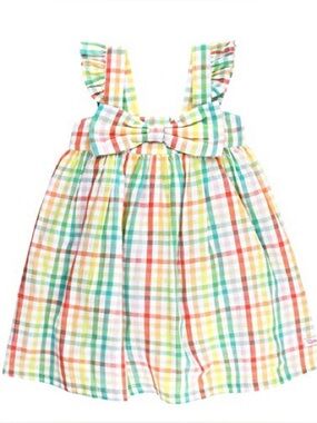 Ruffle Butts Rainbow Gingham Flutter Bow Dress 0-3M NWT